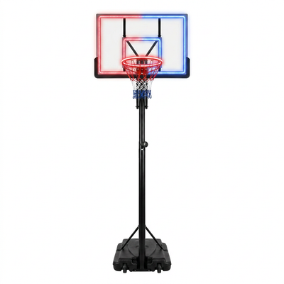 Portable Basketball Hoop Built for Night Games, LED Lighting, Height Adjustable 4.76-10ft, Outdoor Play