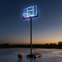 4.76 Ft. to 10 Ft. Black Metal Portable Basketball Hoop Height Adjustment with LED Lights — Studio Shot