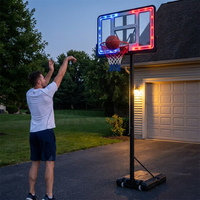4.76 Ft. to 10 Ft. Black Metal Portable Basketball Hoop Height Adjustment with LED Lights — Lifestyle