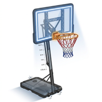 4.76 Ft. to 10 Ft. Black Metal Portable Basketball Hoop Height Adjustment with LED Lights — How It Works