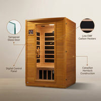 Andora 2-Person Low EMF FAR Infrared Sauna, Canadian Hemlock — infographic