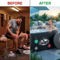 Inflatable Ice Bath Tub for Athletes – 216-Gallon Cold Plunge Tub with Insulated Lid, Full-Body Stretch Design, Insulated & Water Chiller Compatible, Portable for Indoor & Outdoor Recovery — Before & After