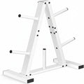 Weight Plate Rack Built to Hold 300 Lbs, Steel Construction, Triangular Frame, Olympic Compatible