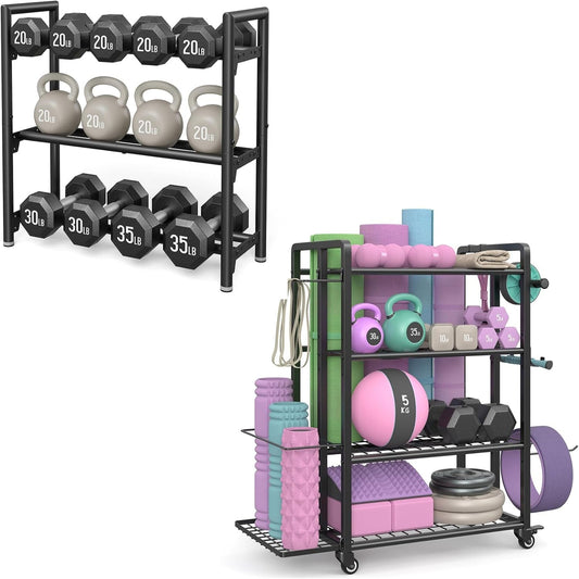 4-Tier Dumbbell Rack Stand Only and 3 Tier Weight Rack for Home Gym Storage